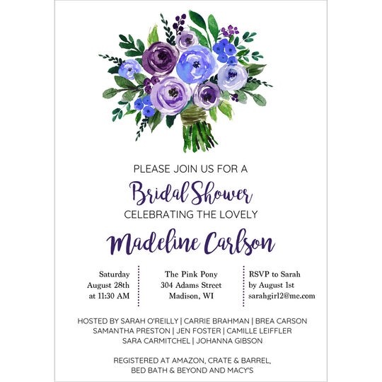 Purple Roses Bouquet Invitations